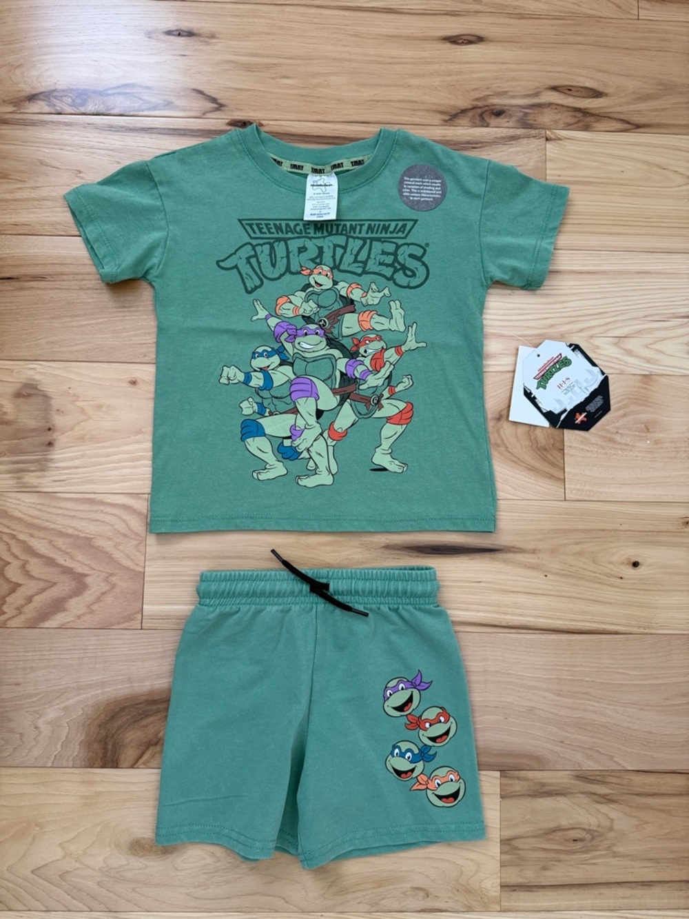 Teenage Mutant Ninja Turtles Green Tee & Shorts Set Top 3T Bottom 2T